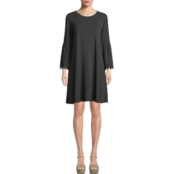 Johnny Was Dresses & Skirts - Johnny Was Calme Tunic Dress Womens XS Black Boho Bell Pom Pom Organic Cotton